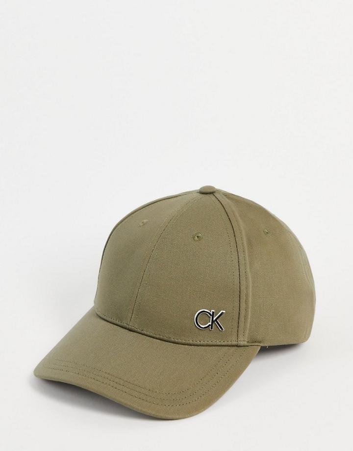 Calvin Klein Outline Icon Logo Cap In Green