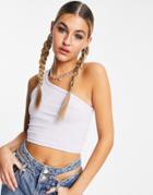 Weekday Vida Organic Cotton One Shoulder Crop Top In Lilac-purple