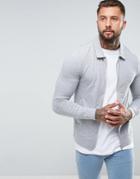 Asos Muscle Jersey Harrington Jacket In Gray Marl - Gray