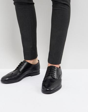 Hudson London Indus Leather Brogue Shoes In Black - Black