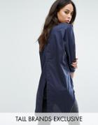 Noisy May Tall Button Back Oversized Shirt - Navy