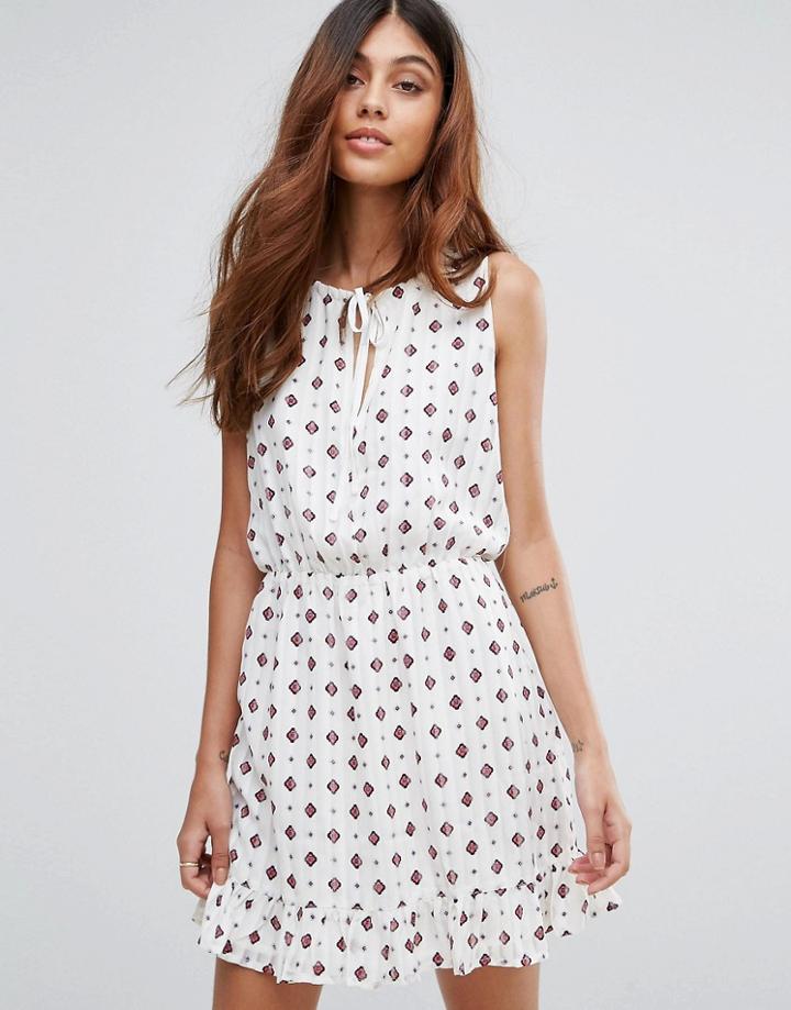 Goldie Field Of Love Mosiac Printed Dress With Elasticated Waist And Neck Tie - Multi