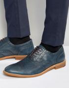 Dune Oxford Wing Tip Brogues Navy Leather - Blue