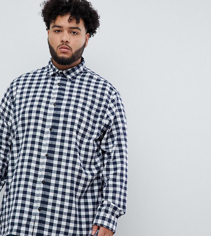 Jack & Jones Originals Gingham Shirt In White-navy