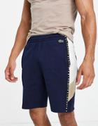 Lacoste Taped Side Panel Shorts In Navy