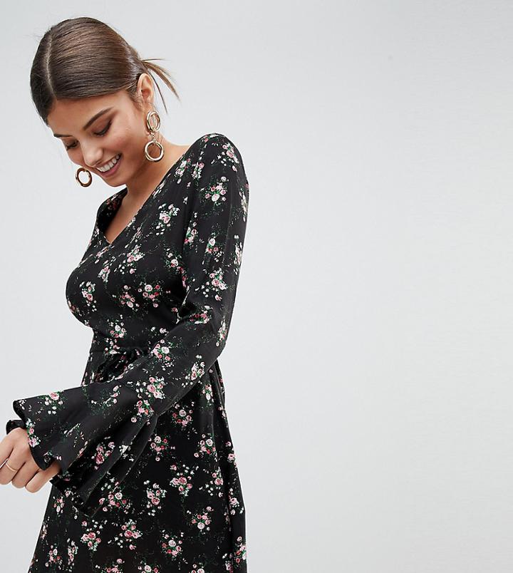 Missguided Printed V Neck Dress - Black