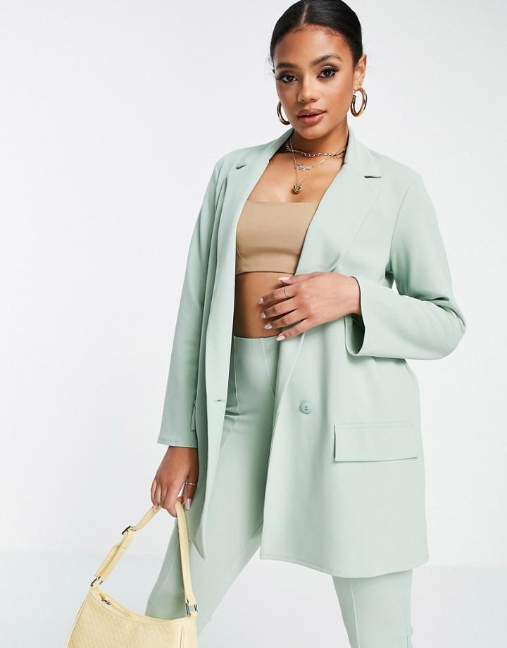 Asos Design Jersey Supersized Boyfriend Suit Blazer In Sage-green