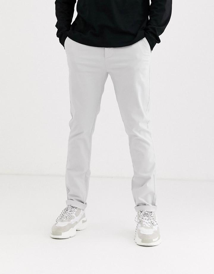Asos Design Skinny Chinos In Ice Gray-blue