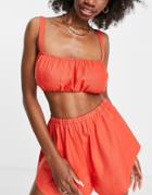 Asos Design Fuller Bust Ruched Beach Crop Top In Red - Part Of A Set