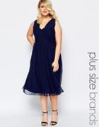Forever Unique Plus Cross Back Plunge Neck Midi Dress - Navy