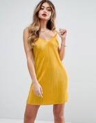 Asos Cami Dress In Plisse - Yellow