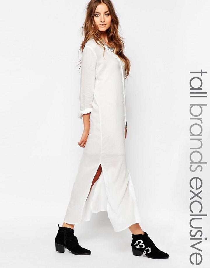 Noisy May Tall Maxi Shirt Dress - White