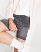 Dtt Skinny Fit Denim Shorts In Dark Gray-grey