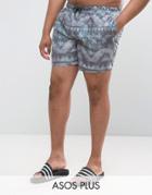 Asos Plus Swim Shorts With Geo-tribal Print In Mid Length - Multi