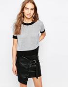 Shae Knitted Contrast Panel Jumper - Gray