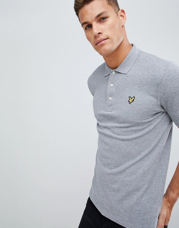Lyle & Scott Logo Pique Polo In Light Grey - Gray