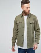 Hoxton Shirt Company Slim Military Shacket - Green