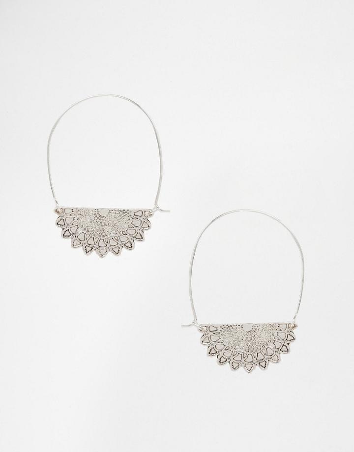 Asos Festival Flower Hoop Earrings - Silver