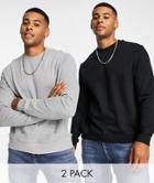 Asos Design Sweatshirt 2 Pack Black/grey Marl - Multi