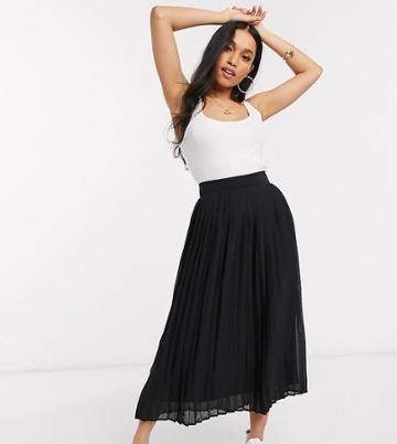 Vila Petite Pleated Midi Skirt In Black