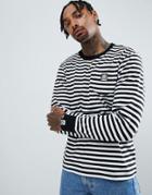 Aape By A Bathing Ape Striped Long Sleeve T-shirt With Logo Pocket - White