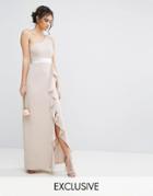 Tfnc Wedding One Shoulder Maxi Dress With Frill Detail - Brown