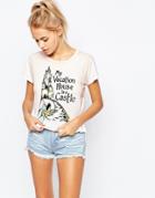 Wildfox Fitted Retro T-shirt With Castle Vacation Print - Pink