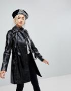 New Look Patent Coat - Black