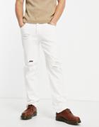 Liquor N Poker Co-ord Straight Leg Jeans In Off-white Denim With Distressing