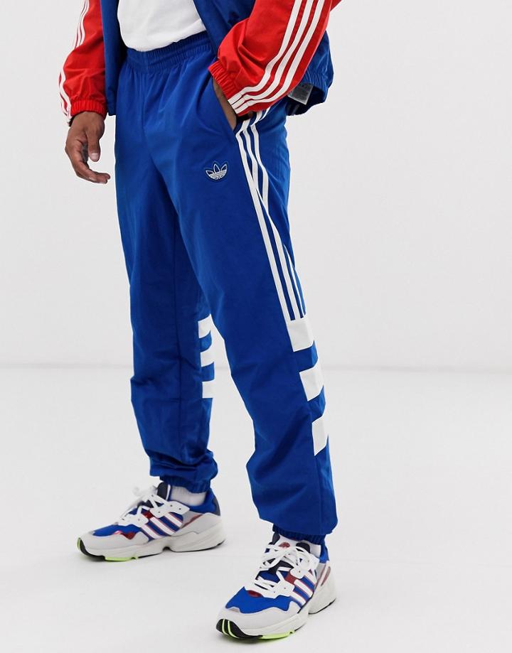 Adidas Originals Balanta Sweatpants With 3 Stripes And Panelling In Blue