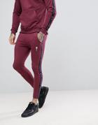 Rose London Skinny Joggers In Burgundy With Taping - Red