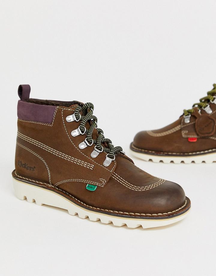 Kickers Kick Hiker Boots In Tan Suede