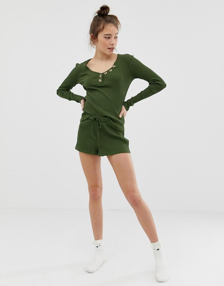 Asos Design Mix & Match Ribbed Short - Green