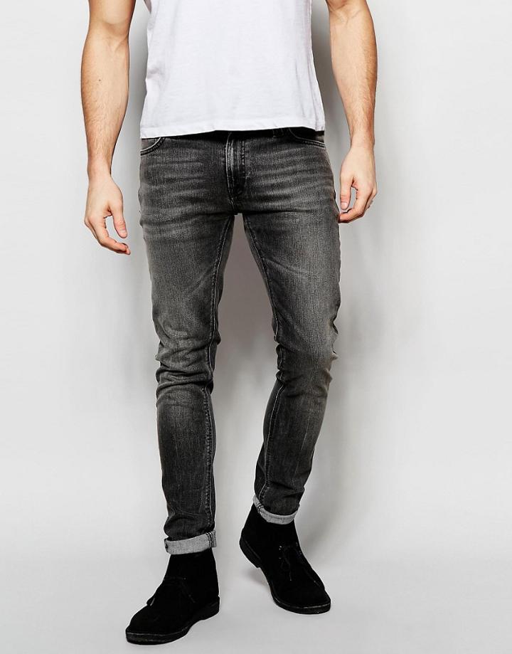 Nudie Jeans Skinny Lin Super Skinny Fit Night Blizz Washed Black - Black