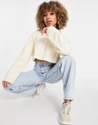 Na-kd Cotton Cropped Hoodie In Beige - Brown - Part Of A Set