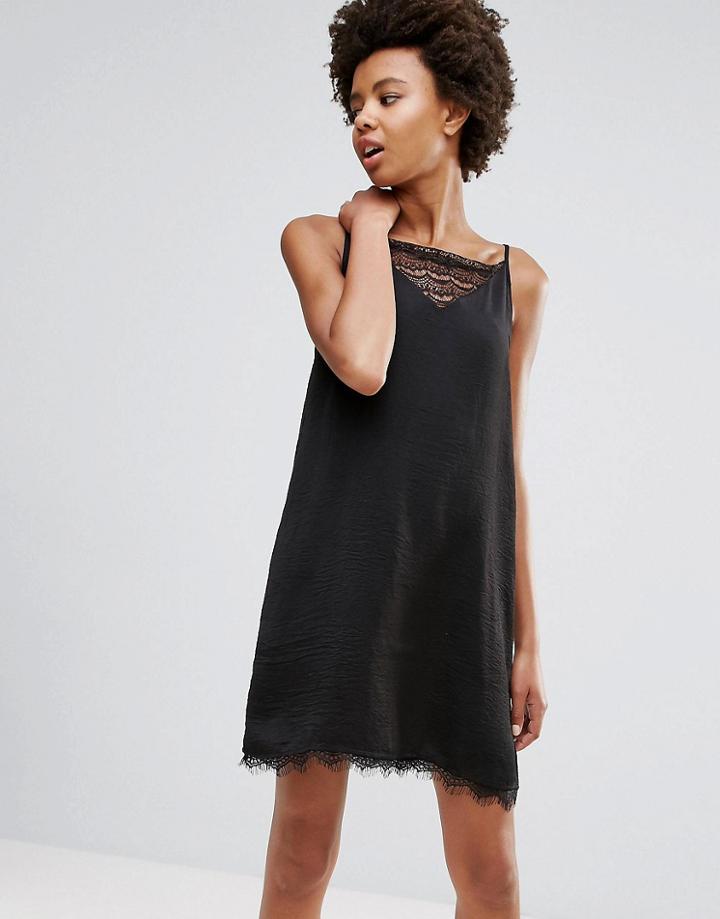 Ichi Lace Insert Dress - Black