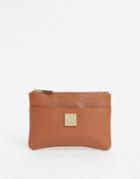 Paul Costelloe Leather Small Zip Top Wallet In Tan-brown