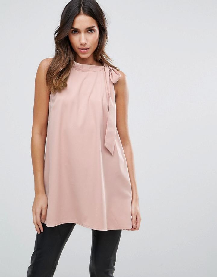 Amy Lynn Sleeveless Top With Tie Detail - Pink