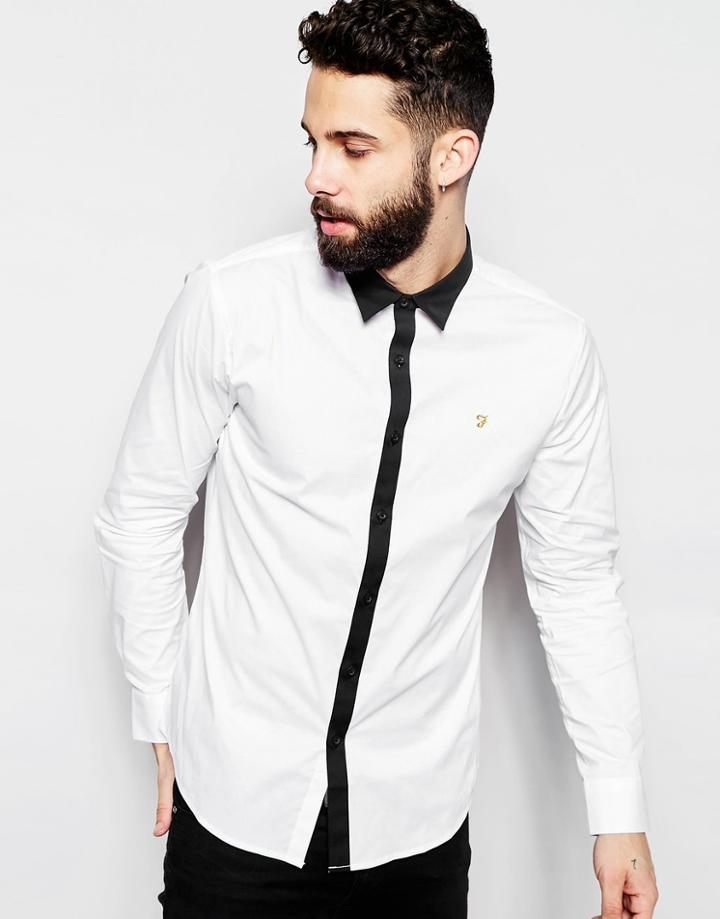 Farah Shirt With Contast Placket Slim Fit - Black
