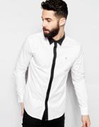 Farah Shirt With Contast Placket Slim Fit - Black