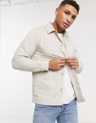 Brave Soul Doron Worker Jacket With Pockets In Stone-neutral