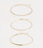 Asos Design Curve Pack Of 3 Chain Anklets In Gold Tone