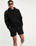 River Island Monogrammed Hoodie In Black-blues