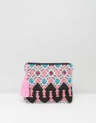 South Beach Bright Embroidered Clutch Bag - Multi
