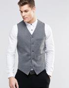 Asos Skinny Waistcoat In Jersey - Charcoal