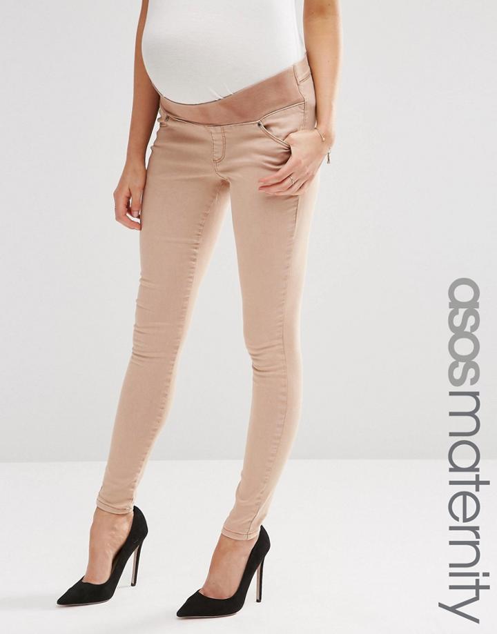 Asos Maternity Sculpt Me Jean In Salmon Pink - Pink