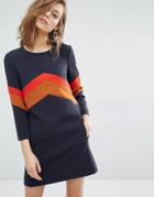 Ba & Sh Season Dress With Bold Stripe - Navy