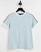 Fred Perry Branded Taped Short Sleeve T-shirt In Blue-blues