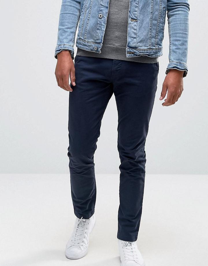 Pull & Bear Skinny Chinos In Navy - Navy