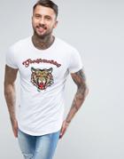 Good For Nothing T-shirt In White With Embroidered Tiger - White